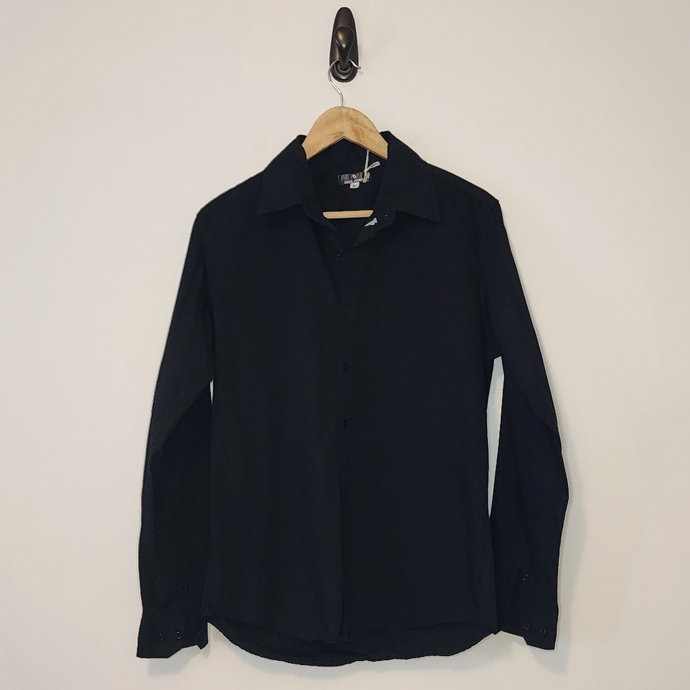 PJ Paul Jones Black Medium Long Sleeve Button-Down Dress Shirt